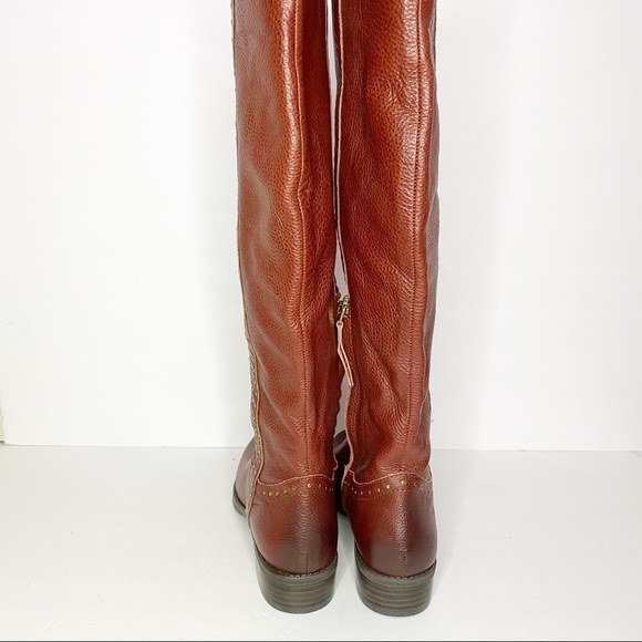 Sam Edelman Prina Leather Studded Edwood Colorway Pull On Riding Boots - Picture 9 of 14